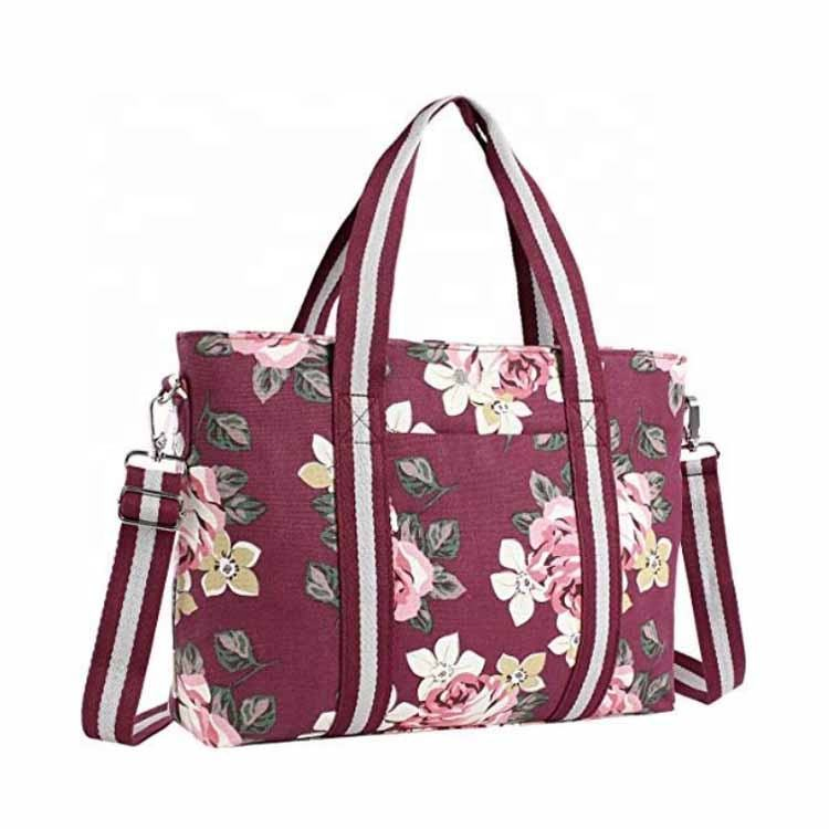 Bolsa de Laptop ao Ar Livre em Lona com Múltiplas Impressões, Bolsa Mensageira Slim para Mulheres