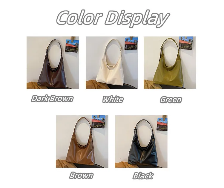 Bolsa Hobo Grande de PU Macio com Alça Ajustável e Estilo Trendy
