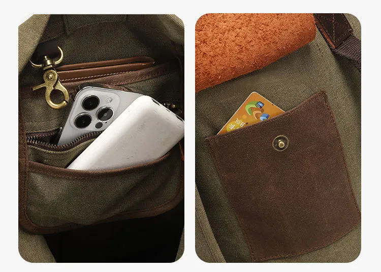 Mochila Commuter de Lona Encerada Durável para Esportes ao Ar Livre, Casual, Viagens e Uso Diário (CY0608)