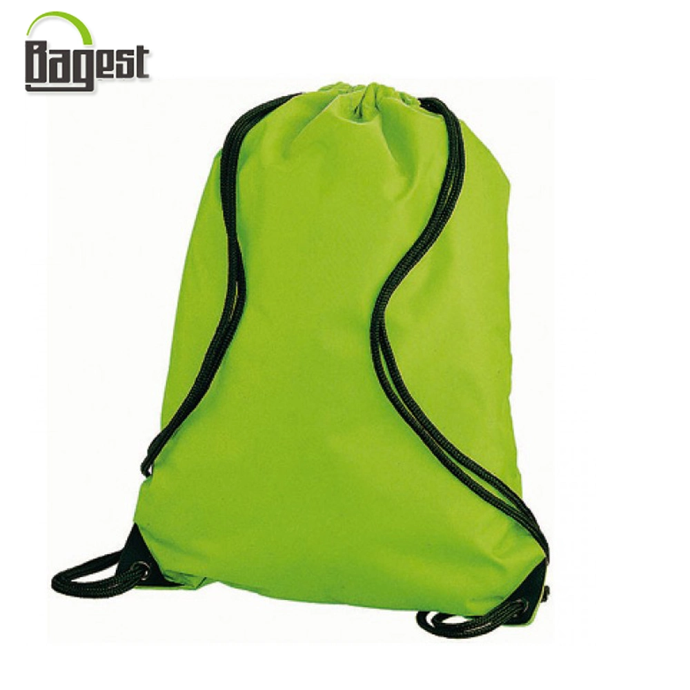 Mochila escolar de cordão promocional impressa em RPET poliéster nylon reciclado barato 190t 210d