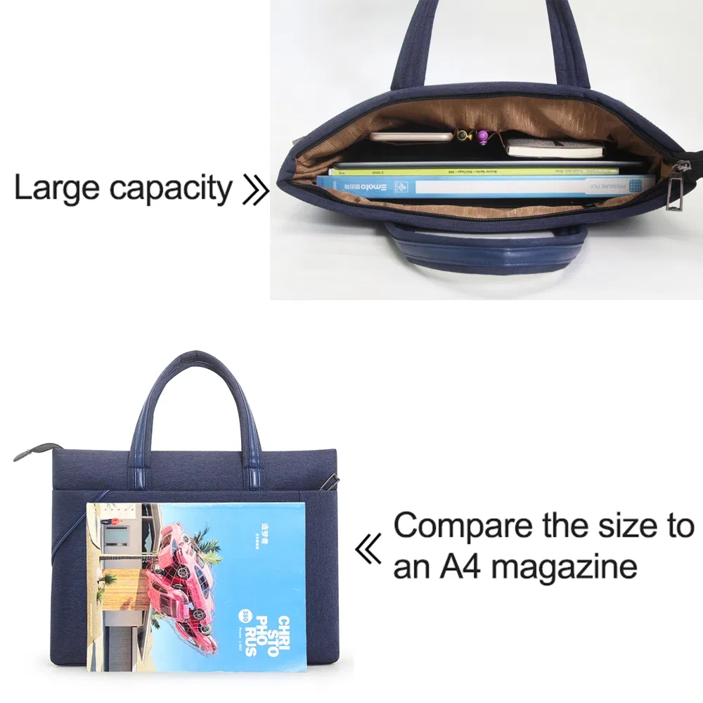 Capa de Laptop Slim Leve 14 Polegadas Azul Marinho Personalizada Estojo de Viagem para Homens e Mulheres