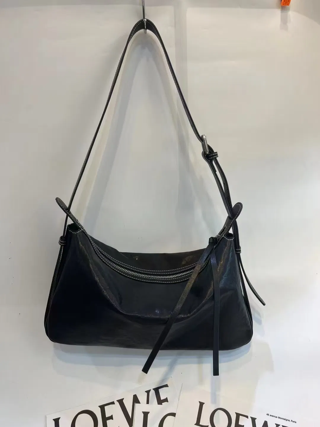 (WD5975) Bolsa de Couro Clássica Hobo de Couro Tanino para Axila, Bolsa Dumpling para Comutação
