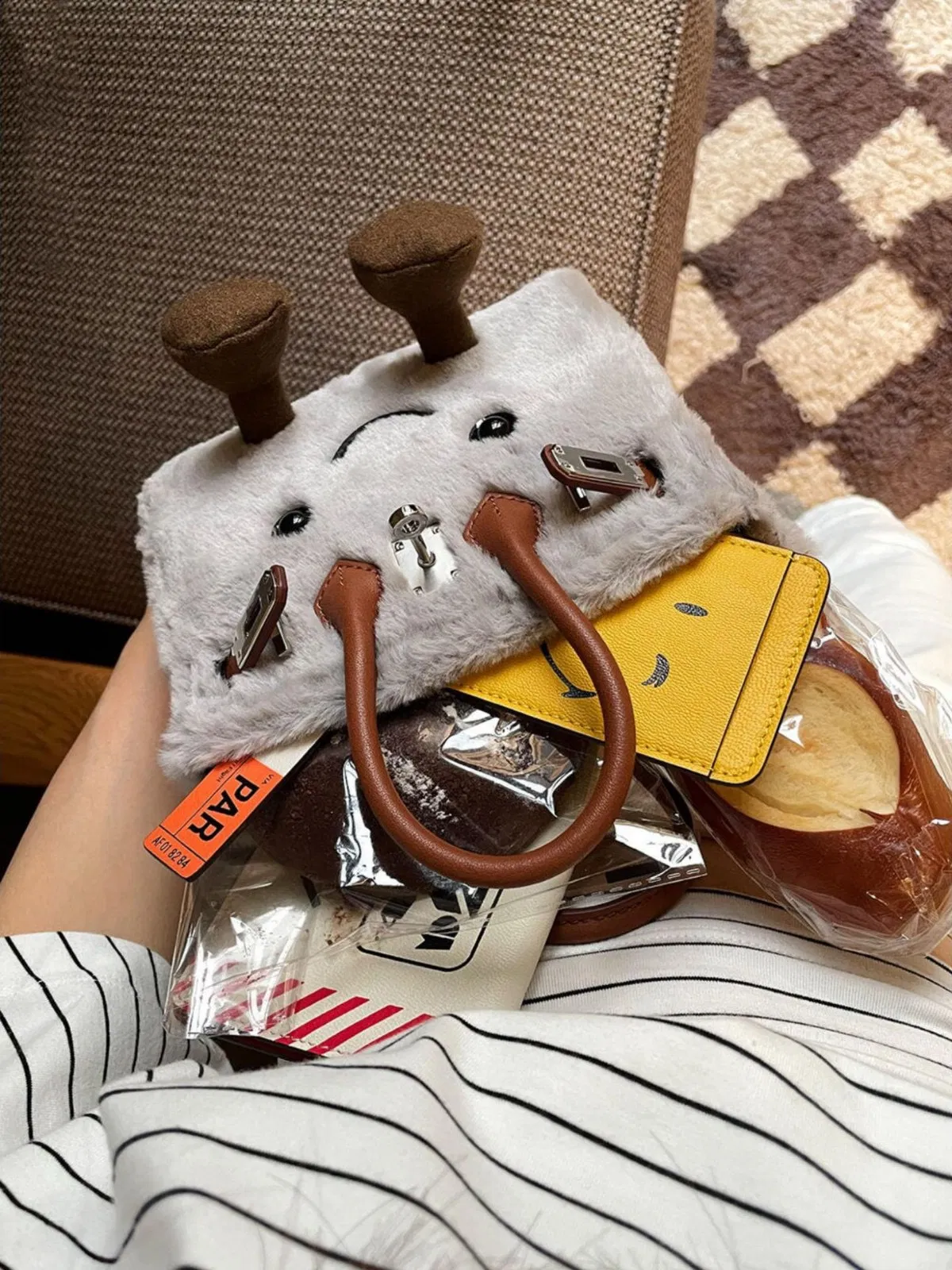 Bolsa de Ombro de Pelúcia Estilo Jellycat, Boneca Fofa de Pelúcia, Bolsa de Tecido Macio e Fashion