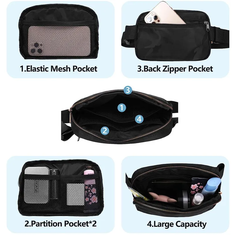 Bolsas de cintura transversais, pequenas bolsas de cintura para mulheres e homens