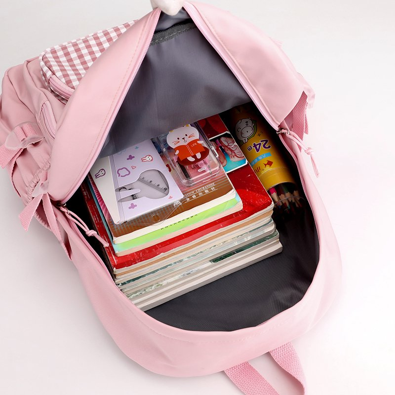 Mochila Escolar Fofa de Coelho Grande Capacidade para Meninas e Meninos Adolescentes