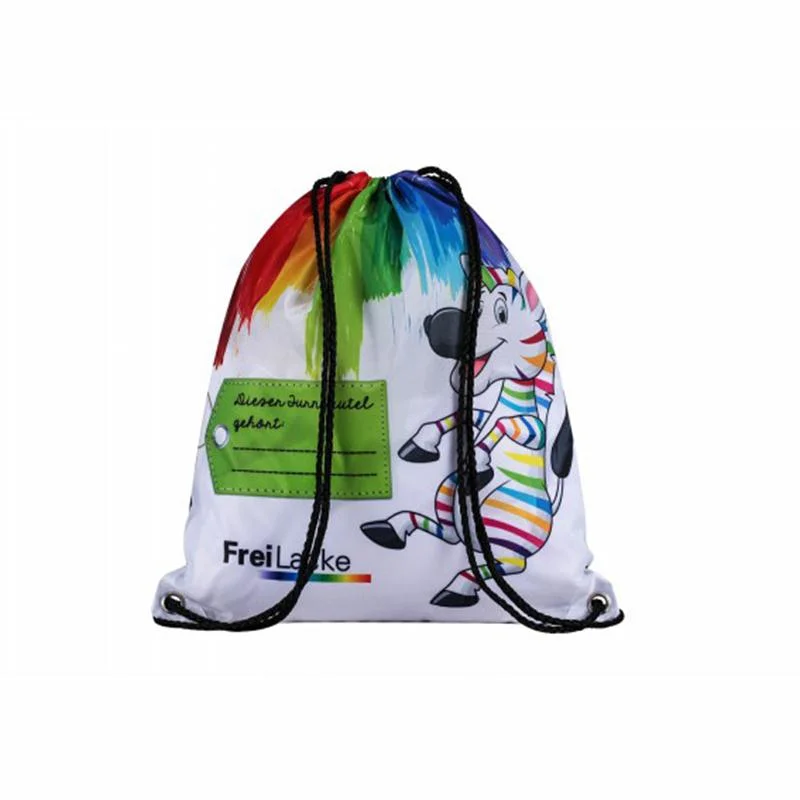 Mochila de tecido reciclado personalizado 210d de poliéster para escola, bolsa de cordão para ginásio