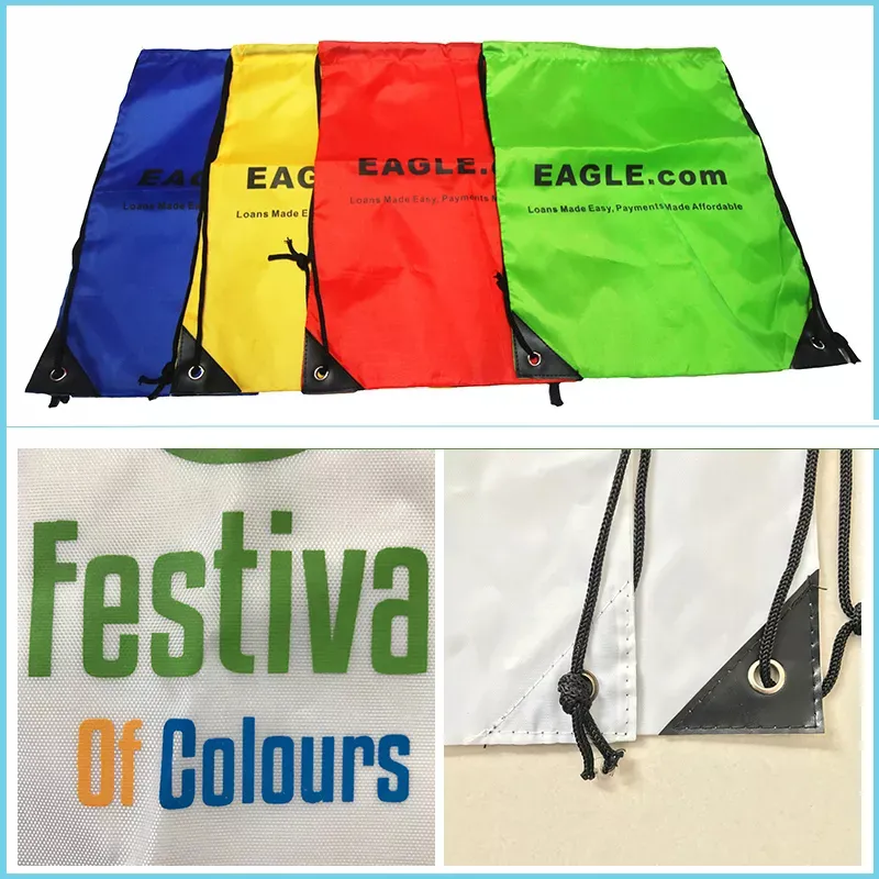 Mochila esportiva com cordão em RPET, nylon, promocional para maratonas, eventos de praia, corridas, conferências, bolsa escolar reciclável e à prova d'água