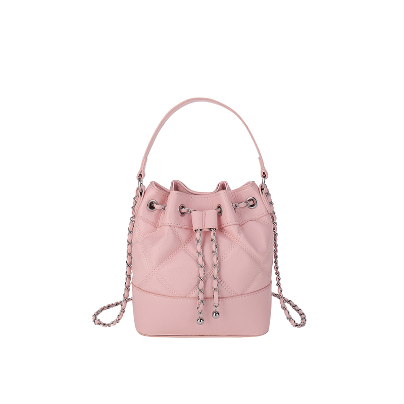 Disponível em 6 Cores Elegantes Bolsa Bucket Estilosa com Alça de Corrente