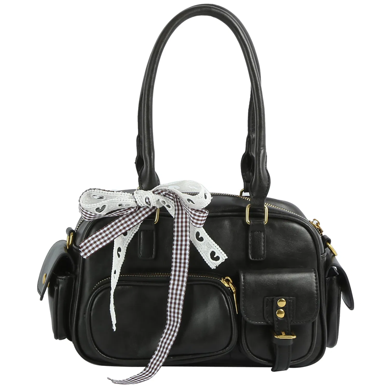 Bolsa de Saco de Couro Sintético Estilosa com Design de Laço Fashion