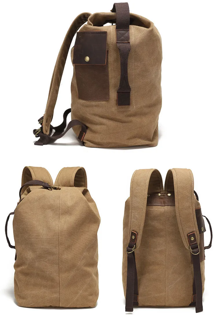Mochila Commuter de Lona Encerada Durável para Esportes ao Ar Livre, Casual, Viagens e Uso Diário (CY0608)