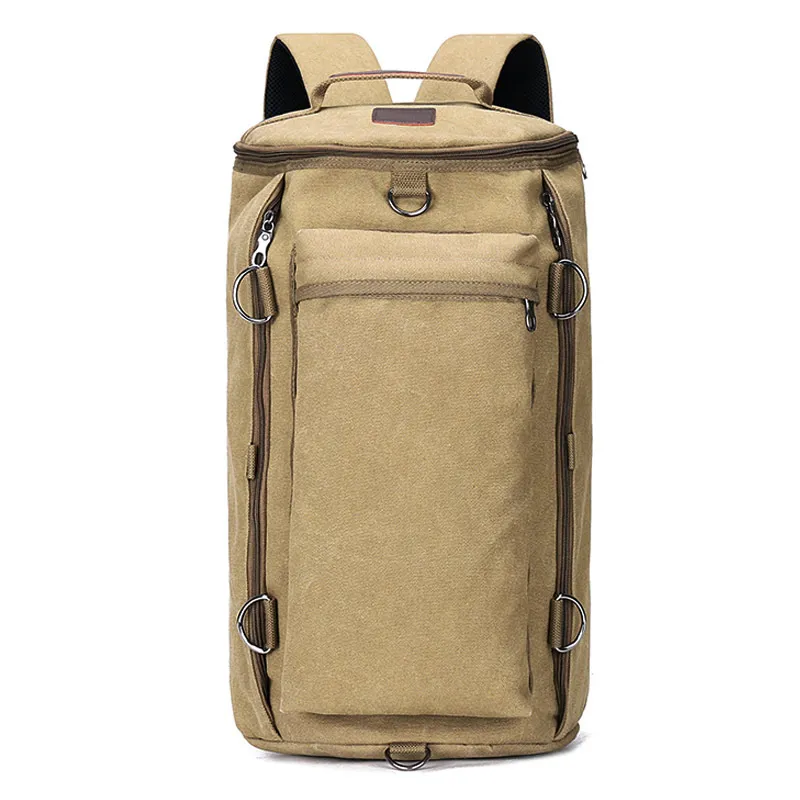 Mochila de Lona para Viagem e Caminhada ao Ar Livre
