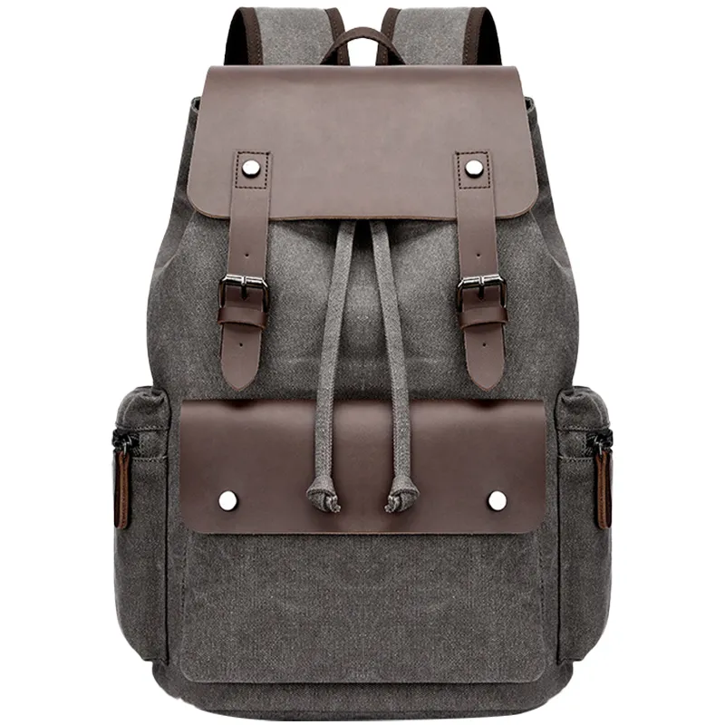 Mochila Mensageiro Vintage de Lona e Couro de Alta Capacidade para Homens
