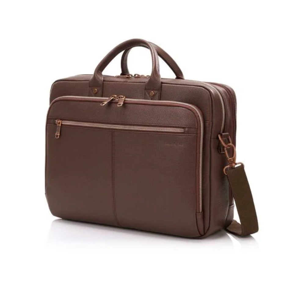 Bolsa de Laptop Slim Unissex de Couro Genuine Feita à Mão 15.6 Polegadas
