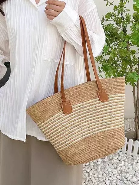 Bolsa de Praia de Palha Tote de Malha Woven Uma Bolsa Grande de Viagem Bolsa de Ombro Hobo Bolsas