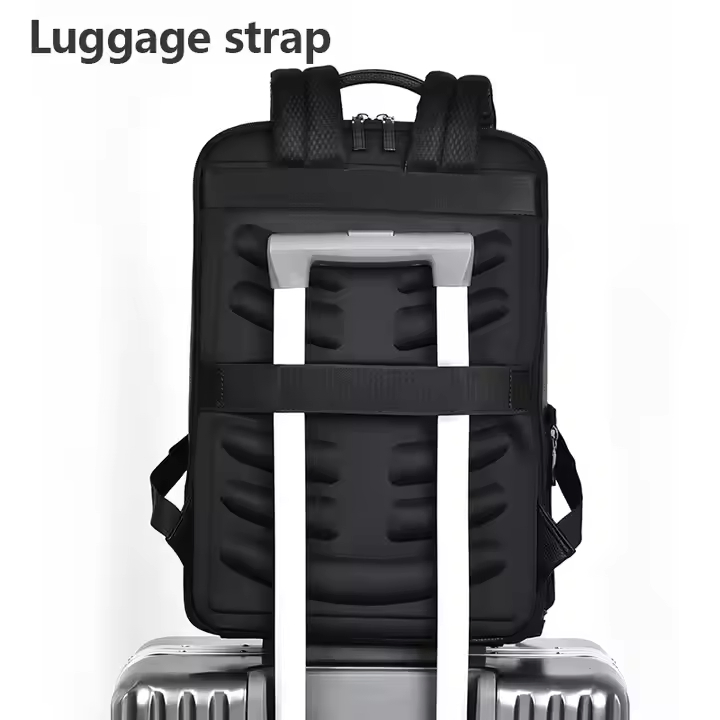 Mochila de Negócios à Prova d'Água com Porta de Carregamento USB, Mochila Executiva de Couro PU para Laptop