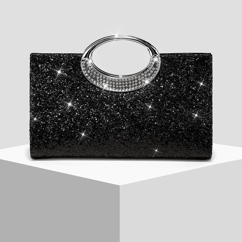 Clutch de noite com strass e alça de corrente
