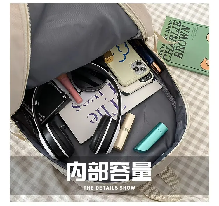 Mochila Kawaii Mochila Fofa para Menina Adolescente Mochila Escolar para Crianças Mochila de Viagem Grande Capacidade Mochila Escolar Estética de Lona
