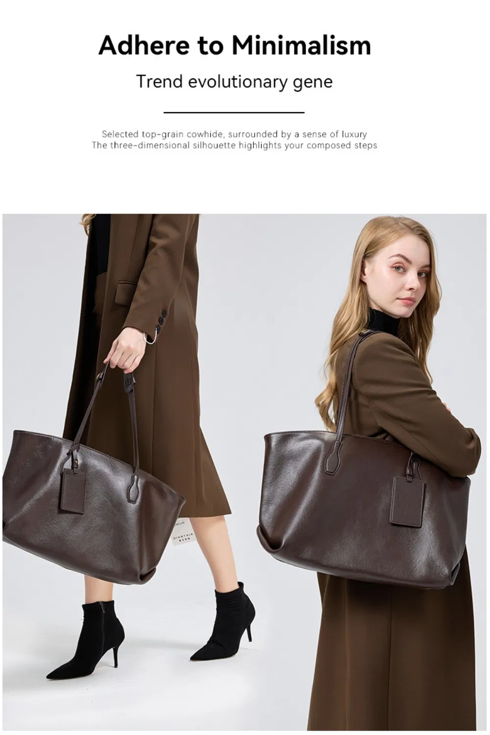 Bolsa Tote de Couro de Grão Superior para Mulheres com Grande Capacidade, Bolsa de Mão Versátil com Múltiplos Compartimentos para Escritório e Uso Diário