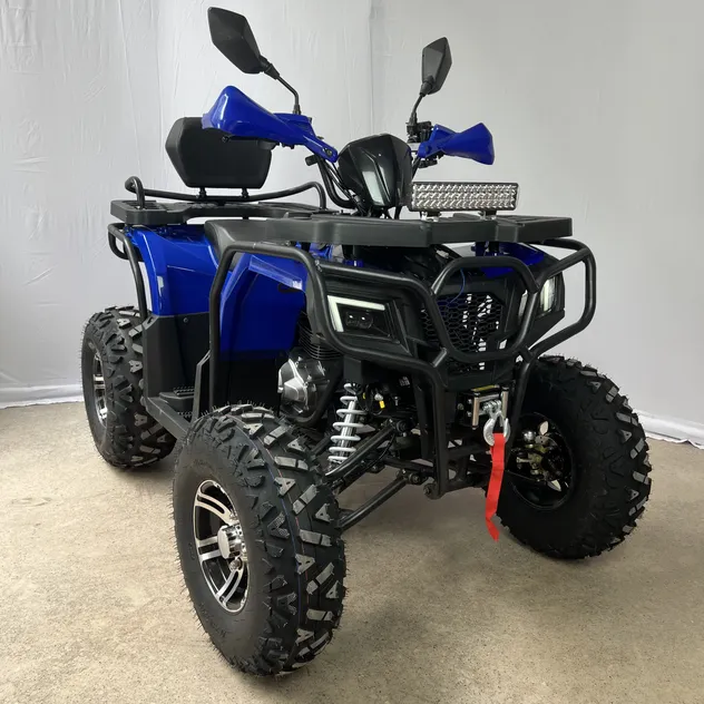 Quadriciclo Azul Preto 4-Wheeler 200cc 4-Stroke para Off Road com Design de Múltiplos Faróis para Passeios Noturnos