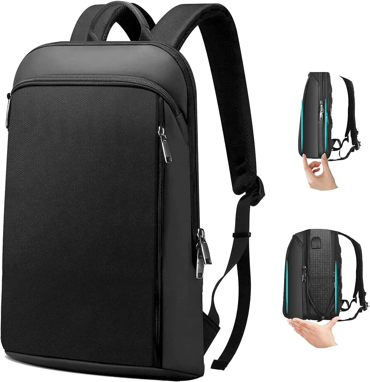 15" Mochila Slim Antifurto para Negócios Masculinos e Femininos para Viagem e Notebook