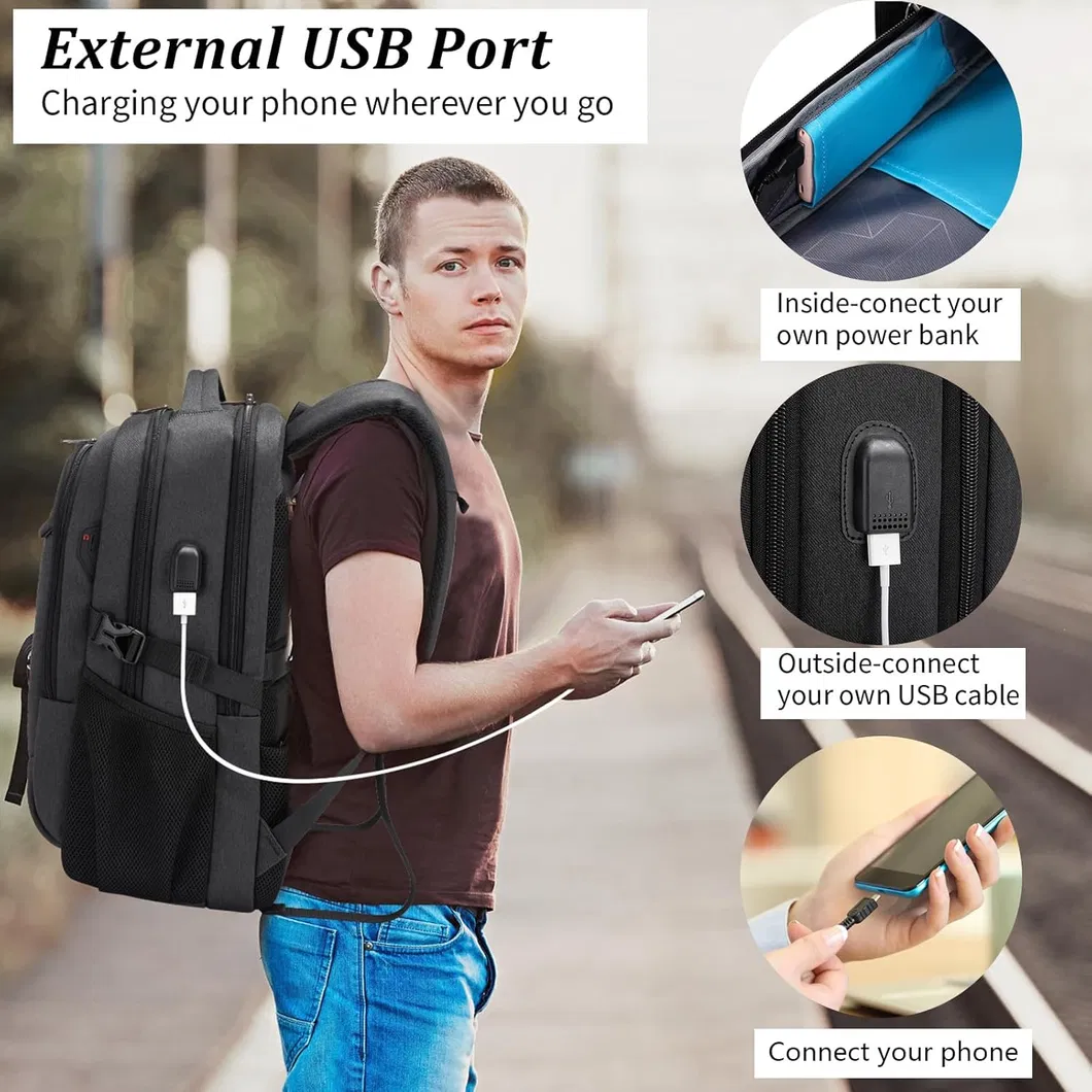 Mochila para laptop, viagem de negócios, bolsa para computador universitário com porta de carregamento USB