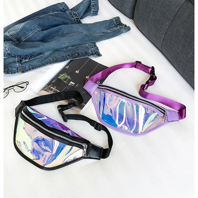 Bolsas de Cintura Personalizadas para Mulheres, Pacote de Fanny Transparente em PVC Holográfico