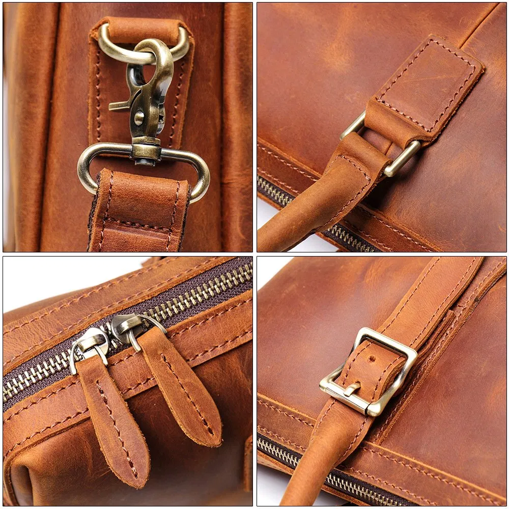 Bolsa de couro de vaca para laptop, pasta diagonal personalizada para homens
