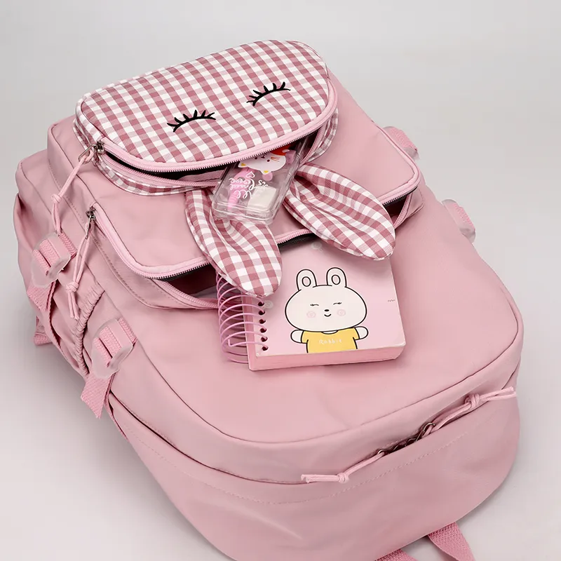 Mochila Escolar Fofa de Coelho Grande Capacidade para Meninas e Meninos Adolescentes