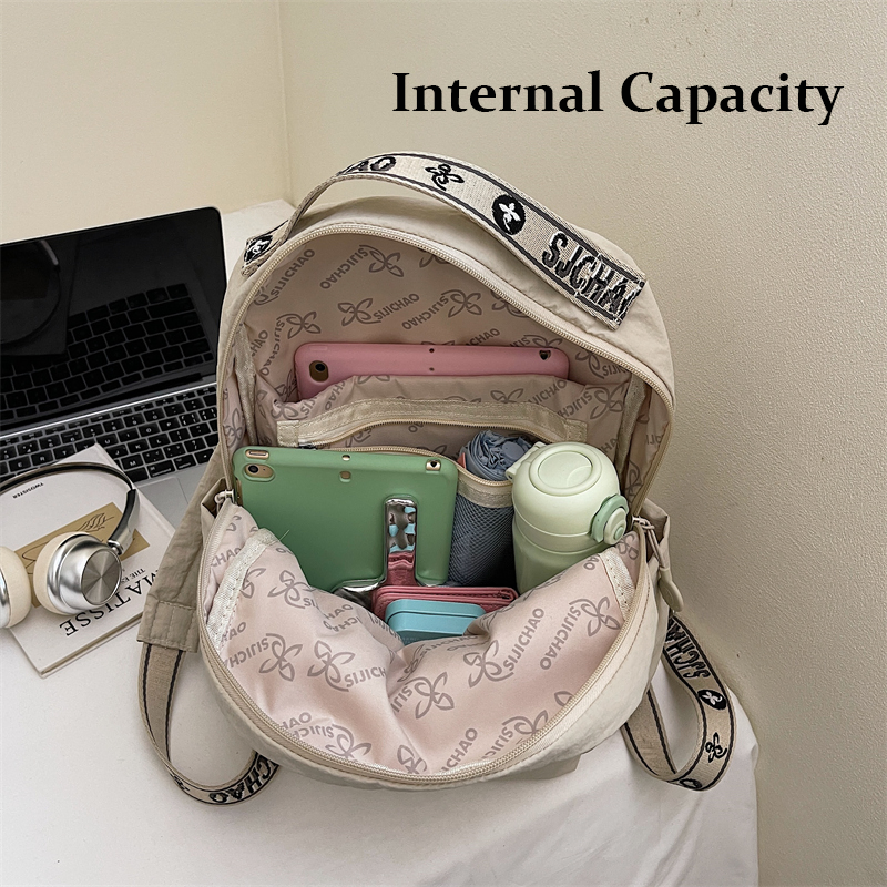 Mochila Compacta de Lona para Mulheres - Perfeita para o Dia a Dia