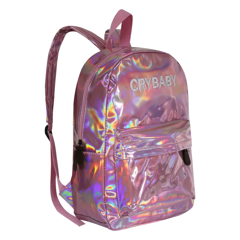 Mochila escolar rosa mini brilhante e elegante para meninas adolescentes