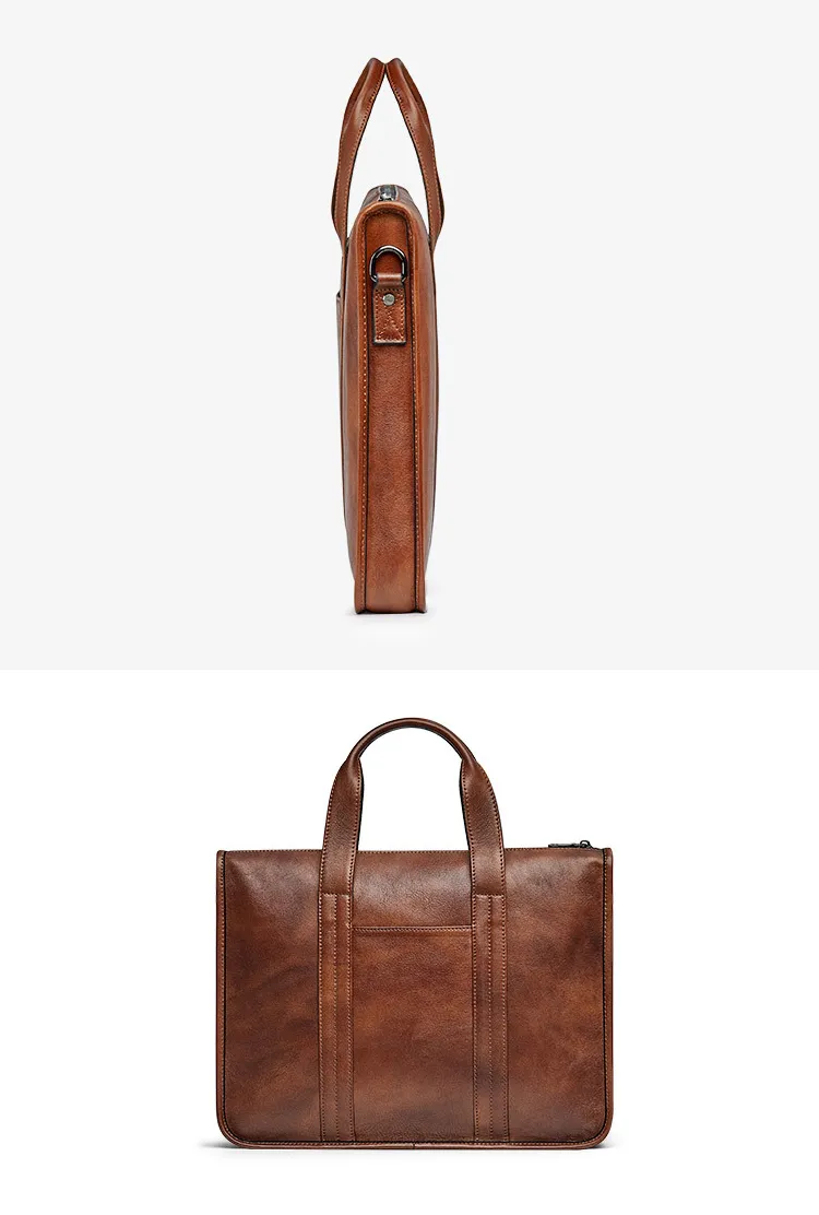 Bolsa de Laptop de Couro Personalizada Preta para Homens Viagem com Compartimento para Computador