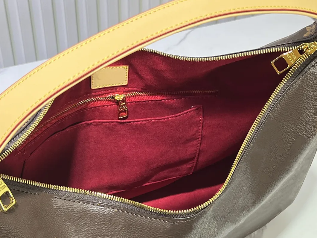 Bolsa de Ombro Hobo de Luxo Feminina, Tote de Lona Monogram com Alça Superior