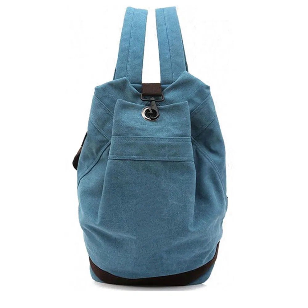 Mochila de Lona Vintage para Viagem ao Ar Livre com Cordão para Caminhadas e Esportes