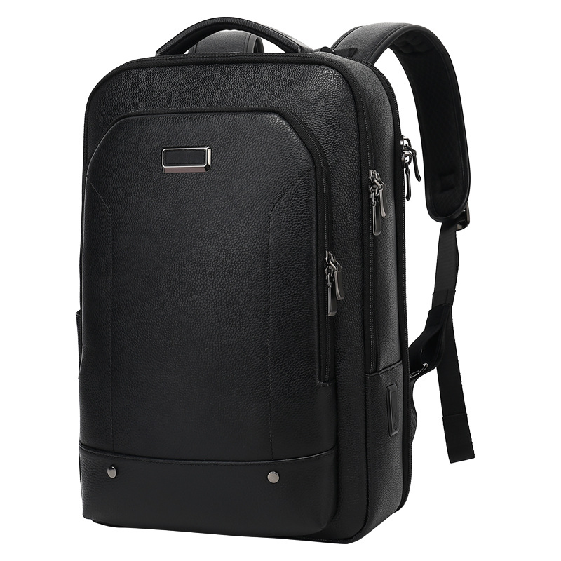 2023 Mochila de couro repelente à água para negócios para laptop
