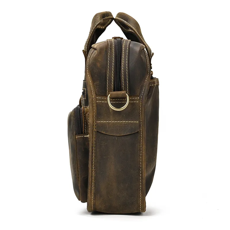 Bolsa de Negócios para Laptop em Couro Genuíno Retro Europeu-Americano