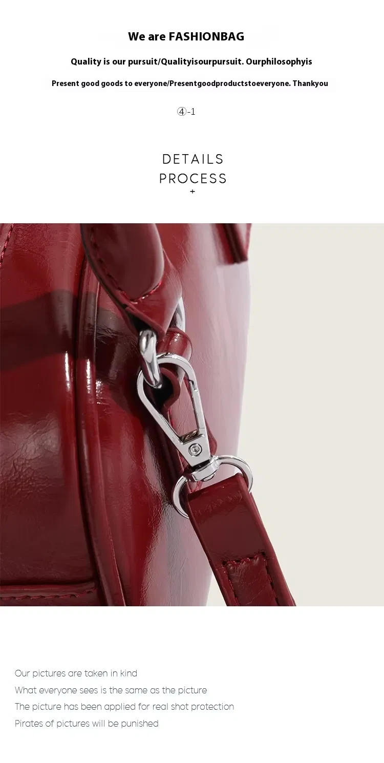 Bolsa transversal quadrada de patente PU com fechamento em zíper estilo coreano para mulheres