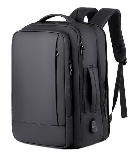 Mochila moderna expansível à prova d'água de grande capacidade com carregamento USB para homens