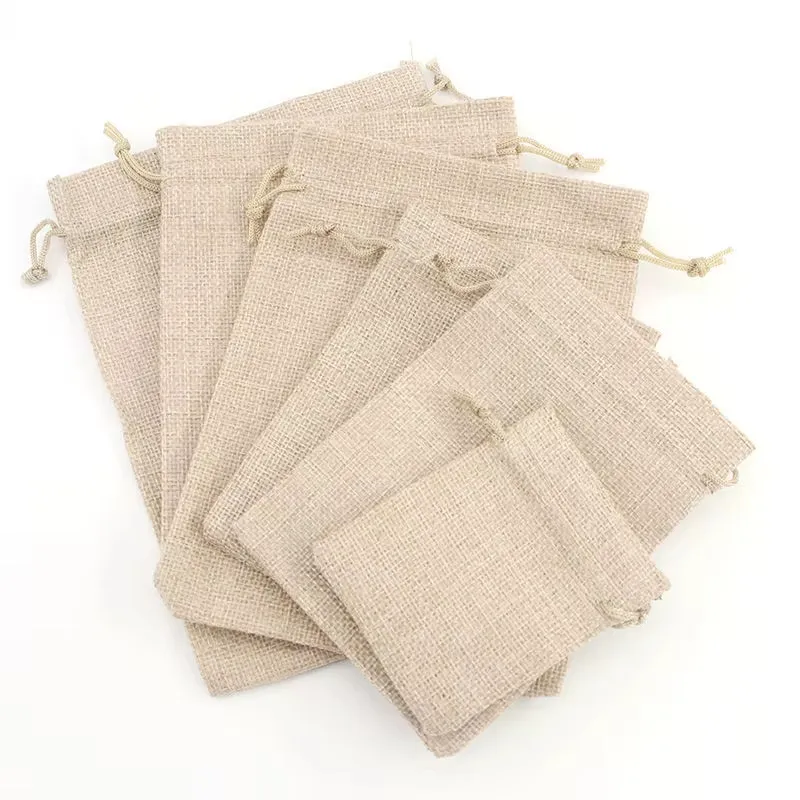 Sacos de Juta com Cordão Atacado 15X 20cm Sacos Promocionais Reciclados Personalizados com Logo Embalagem de Burlap