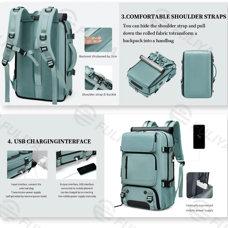 Mochila de Viagem à Prova d'Água para Laptop com Compressão 4
