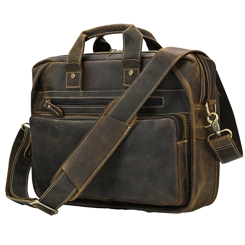 Bolsa de Negócios para Laptop em Couro Genuíno Retro Europeu-Americano