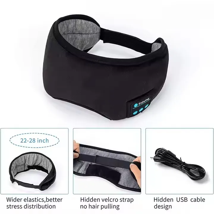 Fones de Ouvido para Dormir Máscara de Olhos - Máscara de Dormir Sem Fio Bluetooth para Dormidores Laterais, Confortável Máscara de Olhos para Noite