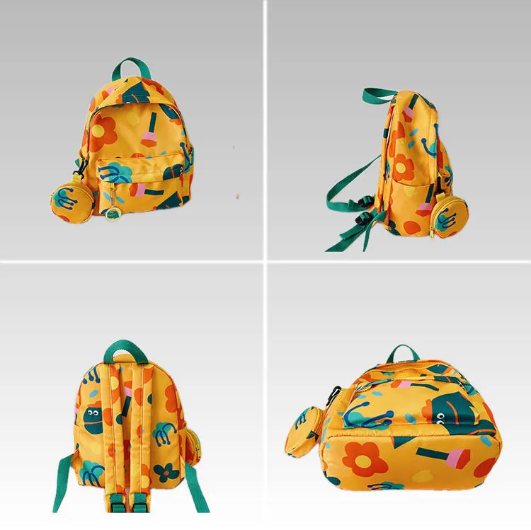 Mochila Infantil Bonita com Flores Mini Bolsa Escolar Graffiti Mochila para o Dia Promoção OEM Atacado