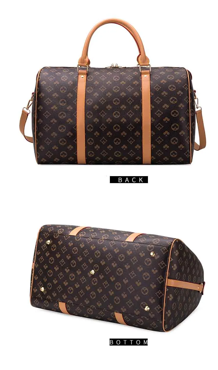 Bolsas de viagem de couro impermeáveis para mulheres, com estampa xadrez, da marca famosa, para esportes e academia