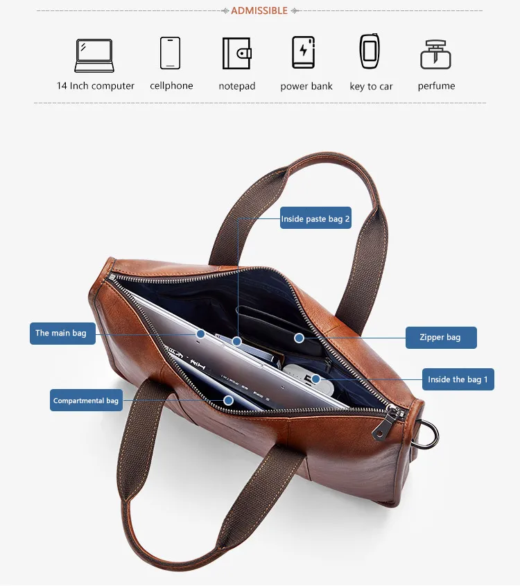 Fábrica Atacadista China Bolsa de Couro para Laptop Masculina Viagem
