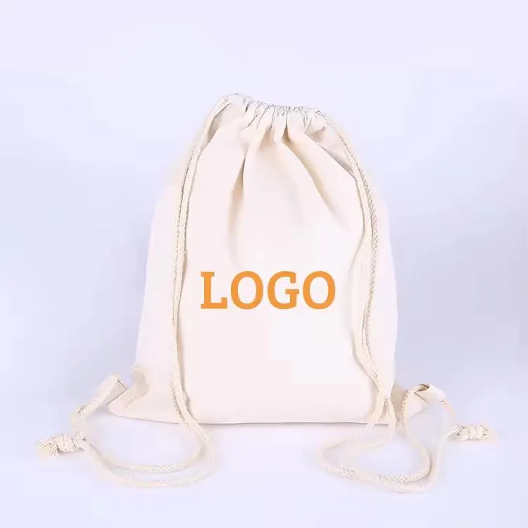 Saco de armazenamento para sapatos em algodão reciclado personalizado com cordão para publicidade