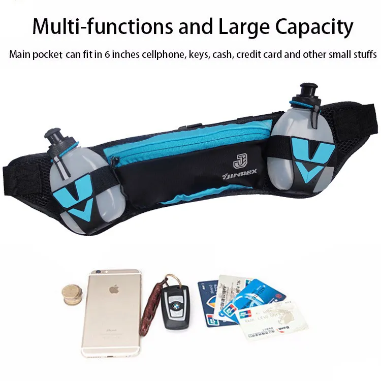 Bolsa de Cintura para Esportes ao Ar Livre em LDPE com Suporte para Hidratação e Dois Porta-Botões