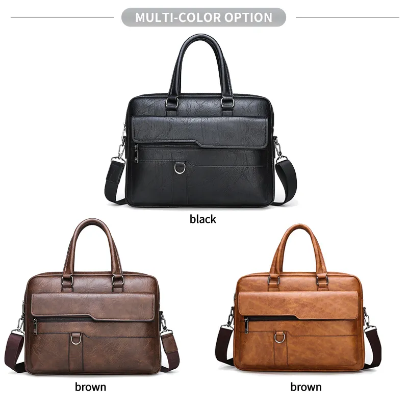 Bolsas Tote de Alta Qualidade em Couro PU para Homens, Pasta para Computador, Bolsa de Negócios para Laptop