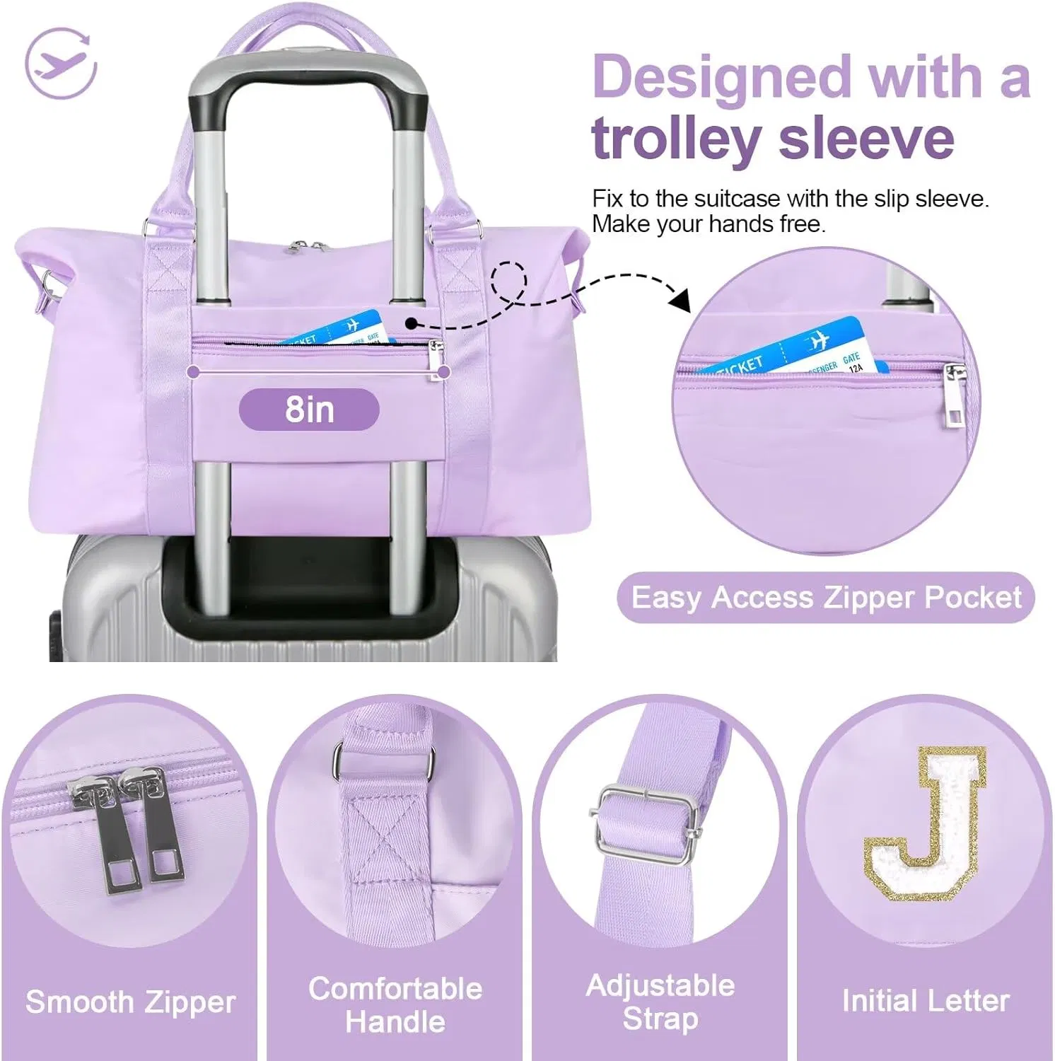Bolsa de Viagem Inicial Fashionável, Bolsa de Esporte, Bolsa de Ginásio para Mulheres