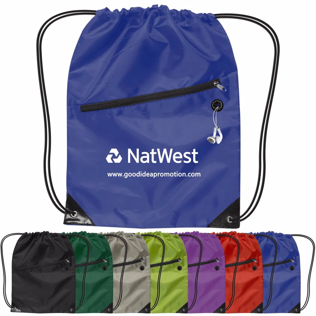 Mochila esportiva com cordão em RPET, nylon, promocional para maratonas, eventos de praia, corridas, conferências, bolsa escolar reciclável e à prova d'água