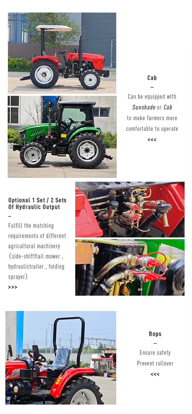 35HP 40HP 100HP 130HP 45HP Disponibilidade de Peças para Trator Transportador de Madeira Pacote de Visibilidade Noturna para Trator Horticultural Lâmina de Neve